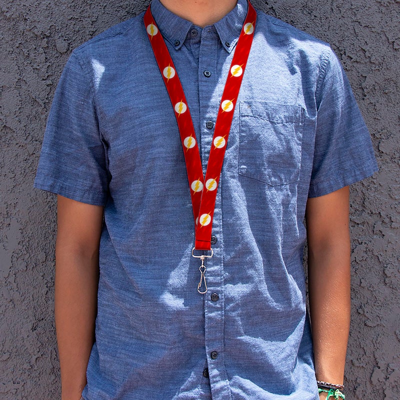 Buckle Down unisex adults Lanyard - 1.0"" the Flash Logo6/Logo Monogram Reds/White/Ye Key Chain  Multicolor  One Size US - Image 2
